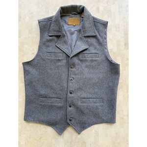 Cavender's Western Wear Vest Mens L Gray Wool Blend Button Front Lined Cowboy
